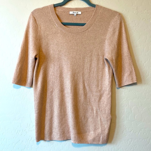 Madewell Tops - METALLIC Madewell Pink Sweater Tee - L